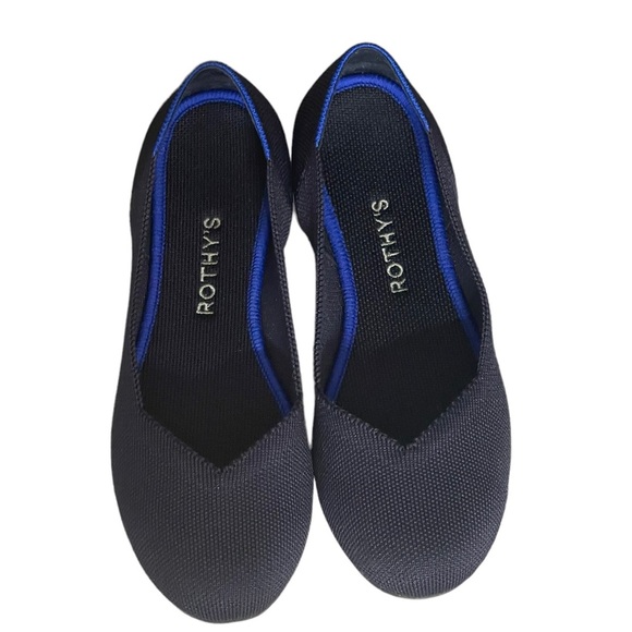 ROTHYS navy blue round toe women flats size W7 1/2 - Picture 1 of 10